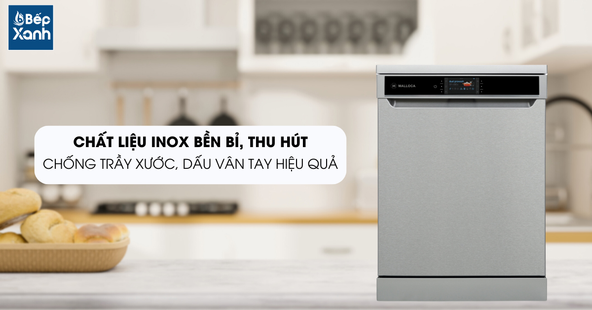 Chất liệu Inox của máy rửa chén MDW14-S10TFT