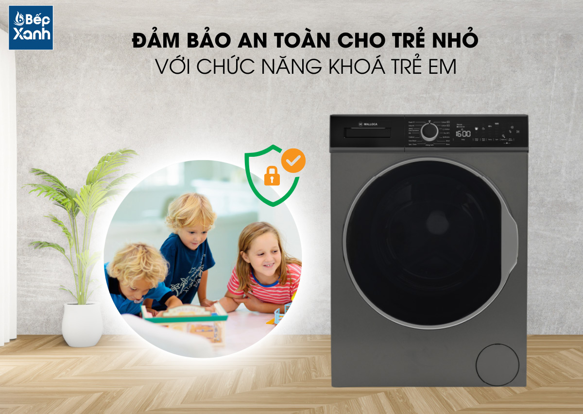 Trang bị khóa trẻ em trên máy Malloca MWM-T1510BL