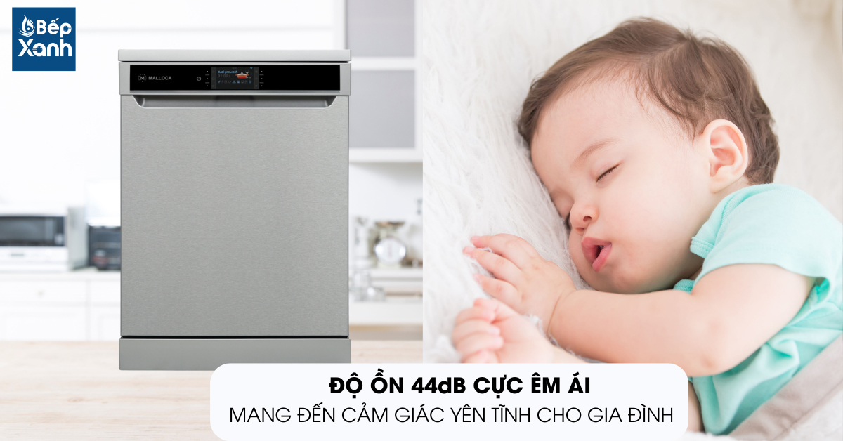 Độ ồn 44dB cưc êm ái của máy rửa chén MDW14-S10TFT