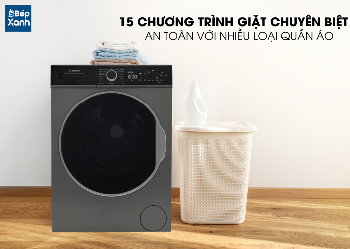 Máy giặt quần áo Malloca MWM-T1510BL trang bị 15 chương trình giặt chuyên biệt