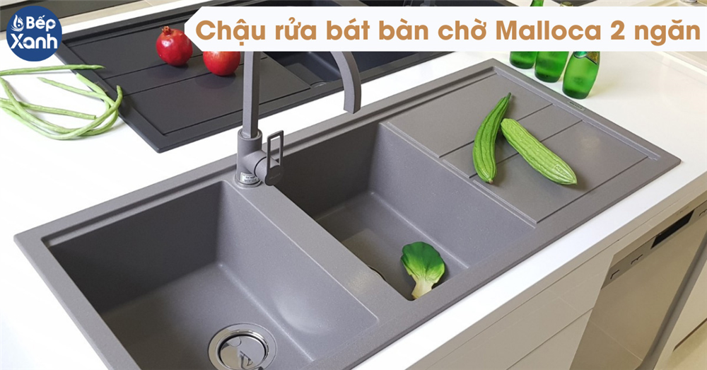 Chậu rửa chén có bàn chờ Malloca 2 ngăn