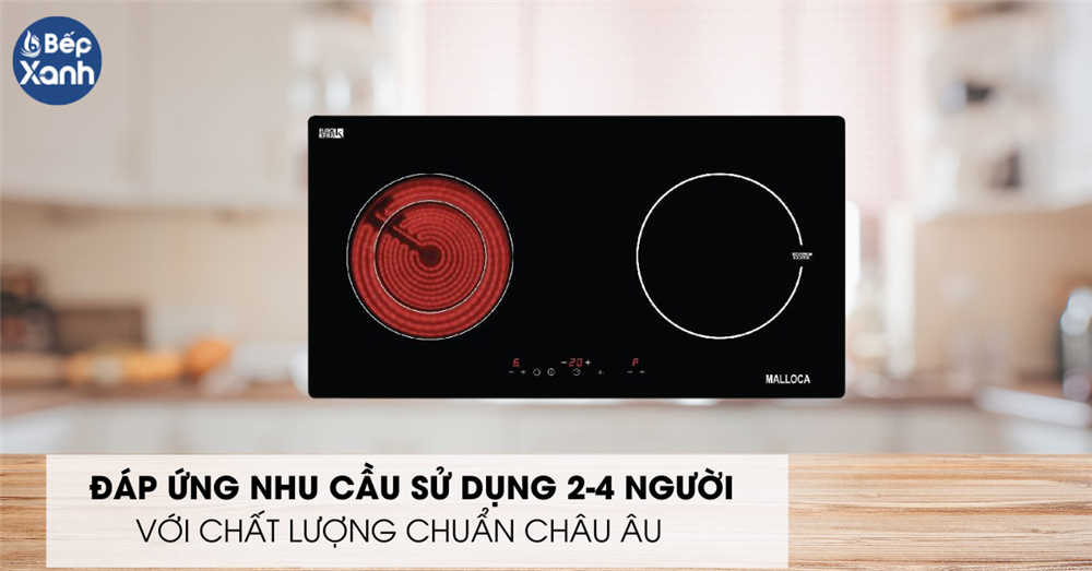Bếp điện từ Malloca 2 vùng nấu đáp ứng nhau cầu sử dụng cho gia đình