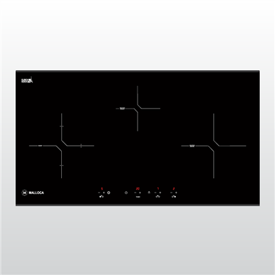 Bếp điện từ 3 vùng nấu Malloca MH 03IR N / Bếp 2 từ 1 điện, kính Eurokera chấm bi